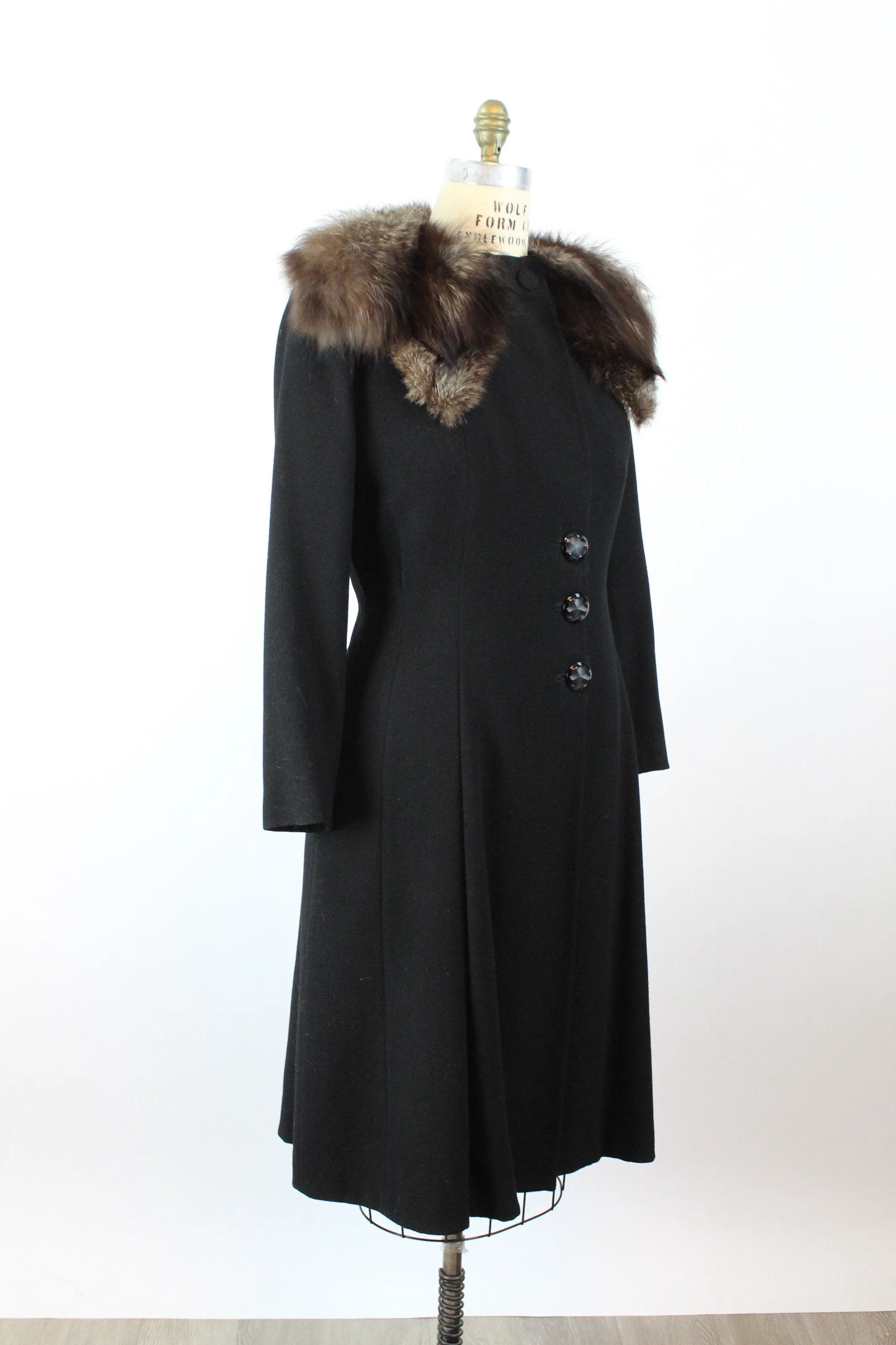 1940s FUR collar coat medium large | new winter