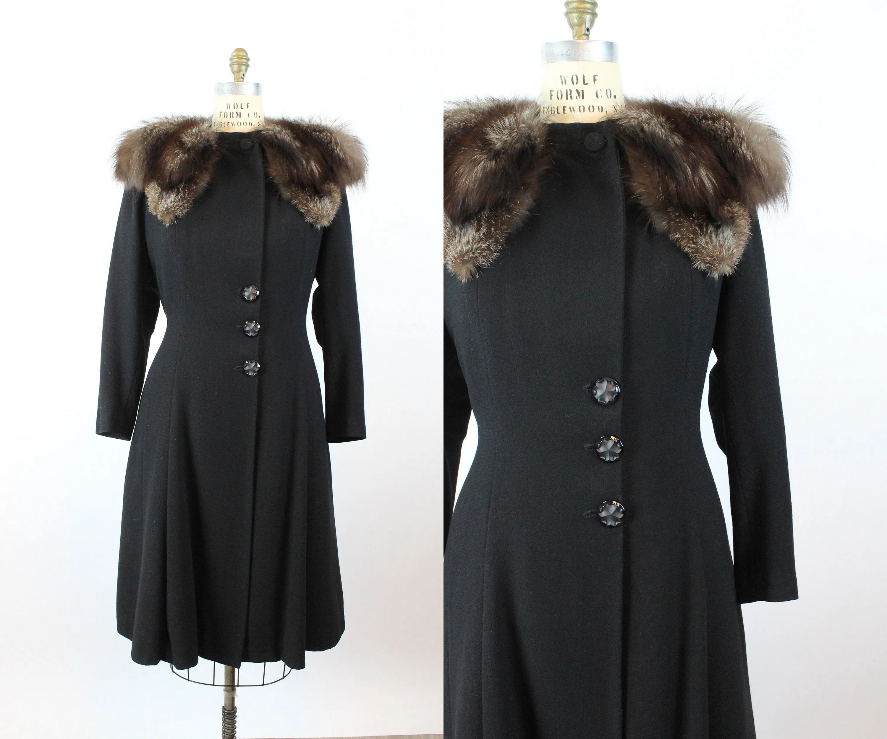 1940s FUR collar coat medium large | new winter