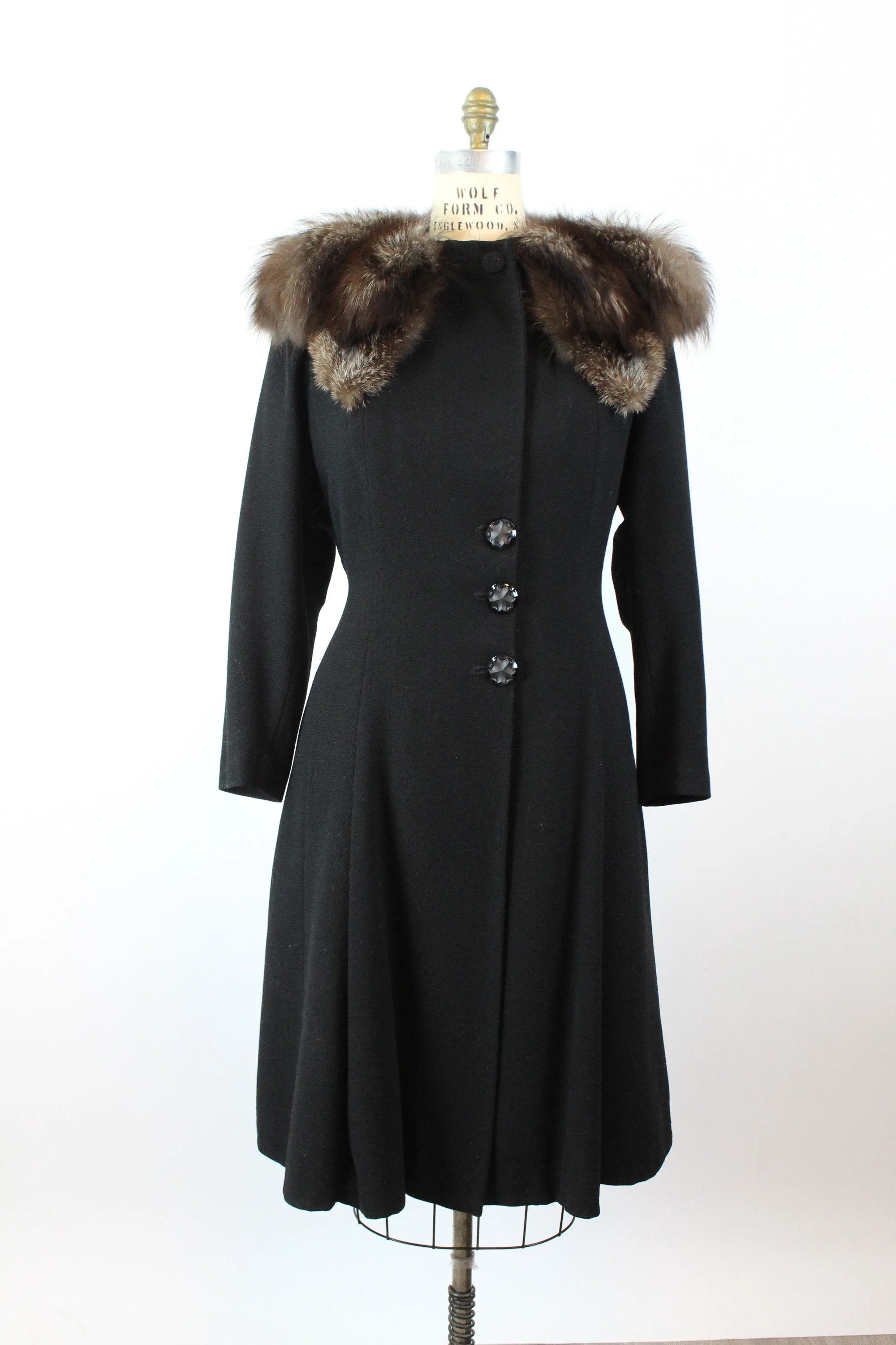 1940s FUR collar coat medium large | new winter