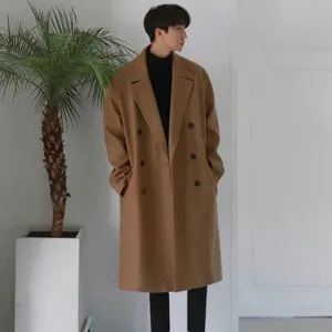 Aidase Autumn Winter Medium Length Coat Thickened Fashionable Woolen Coat Korean Loose Casual Double Breasted Clothes