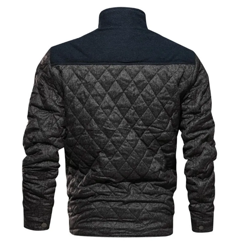 Ash Gray Diamond Quilt Men Warm Jacket