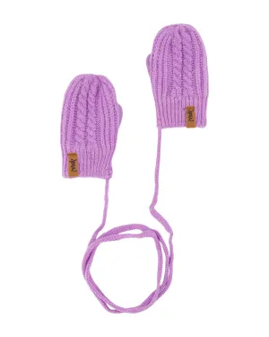 Baby Knitted Mittens With String Orchid