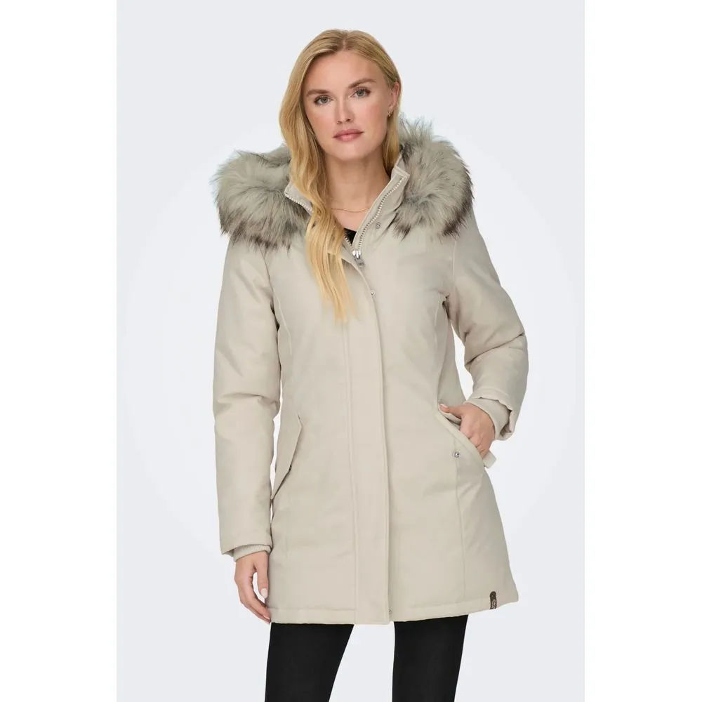 Beige Polyester Jackets & Coat