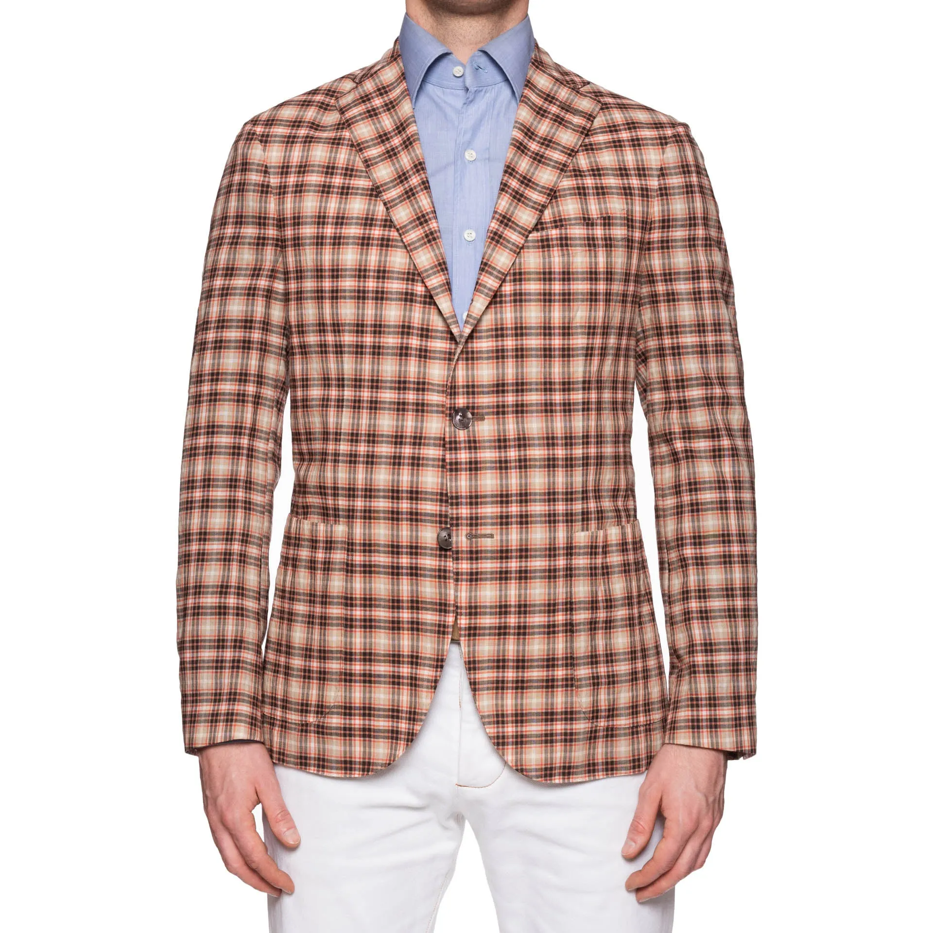 BOGLIOLI Milano "K. Jacket" Multi-Color Plaid Wool Unlined Jacket 48 NEW US 38