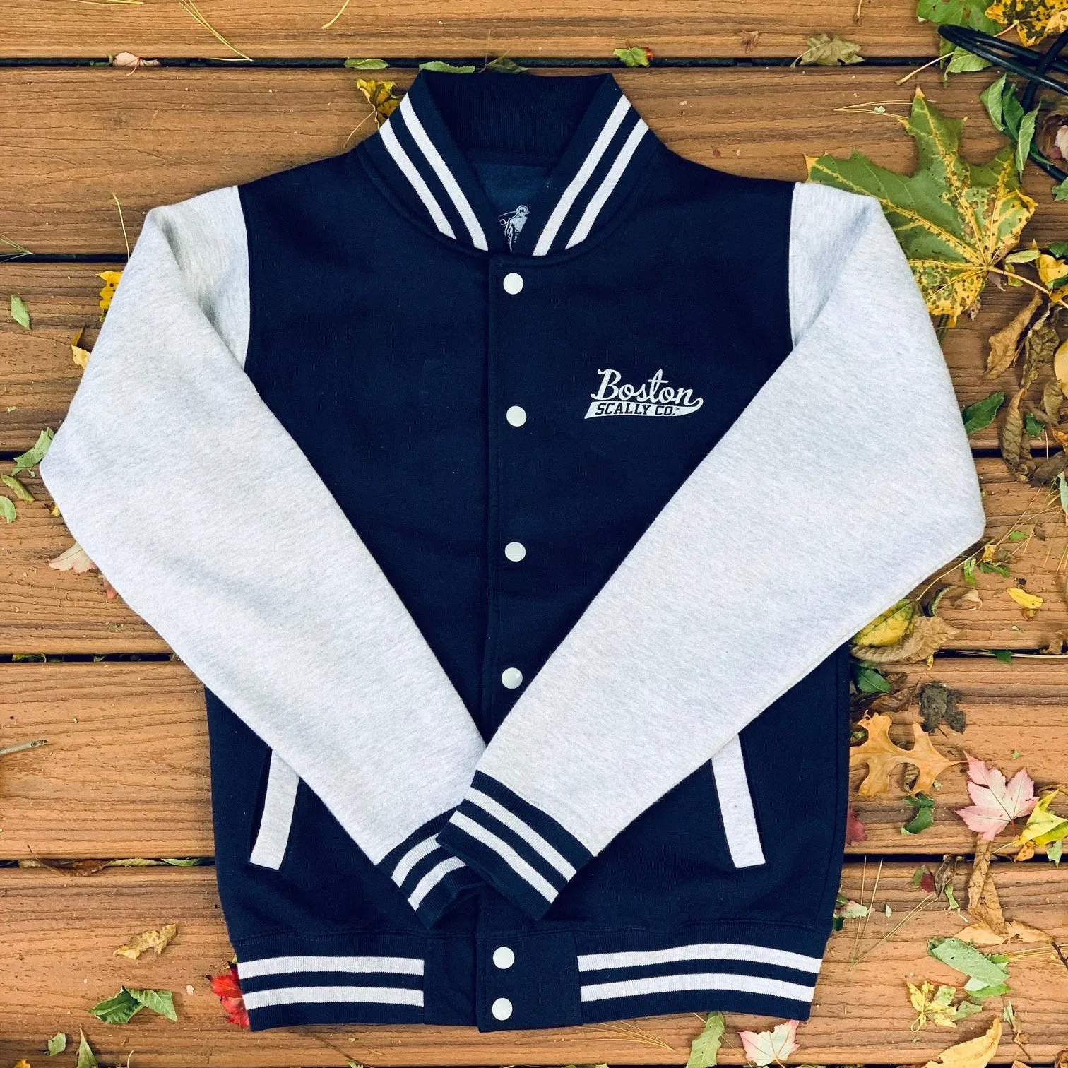 Boston Scally The Varsity Jacket - Navy/Heather Grey