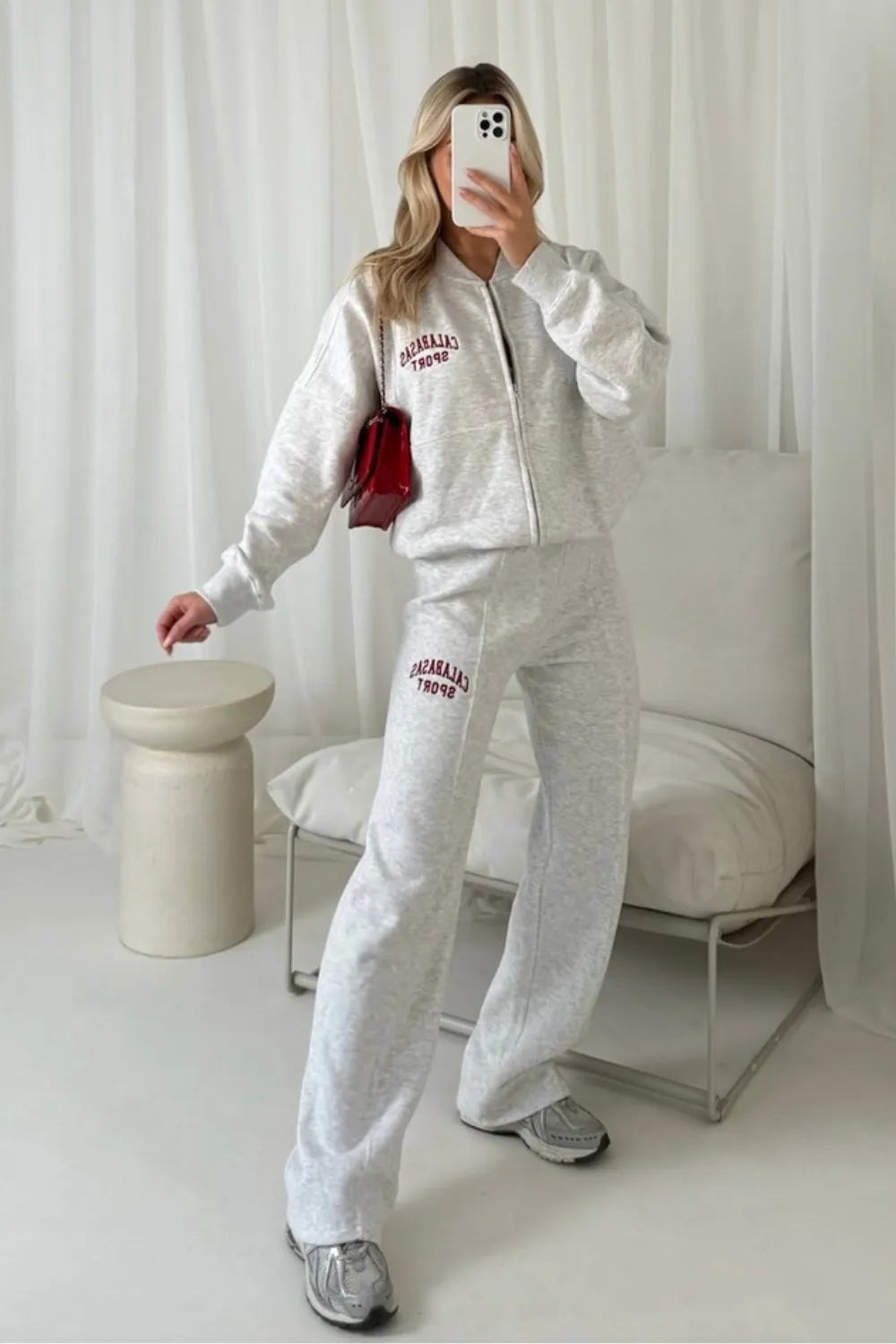 Calabasas marl grey embroidered bomber jogger loungewear