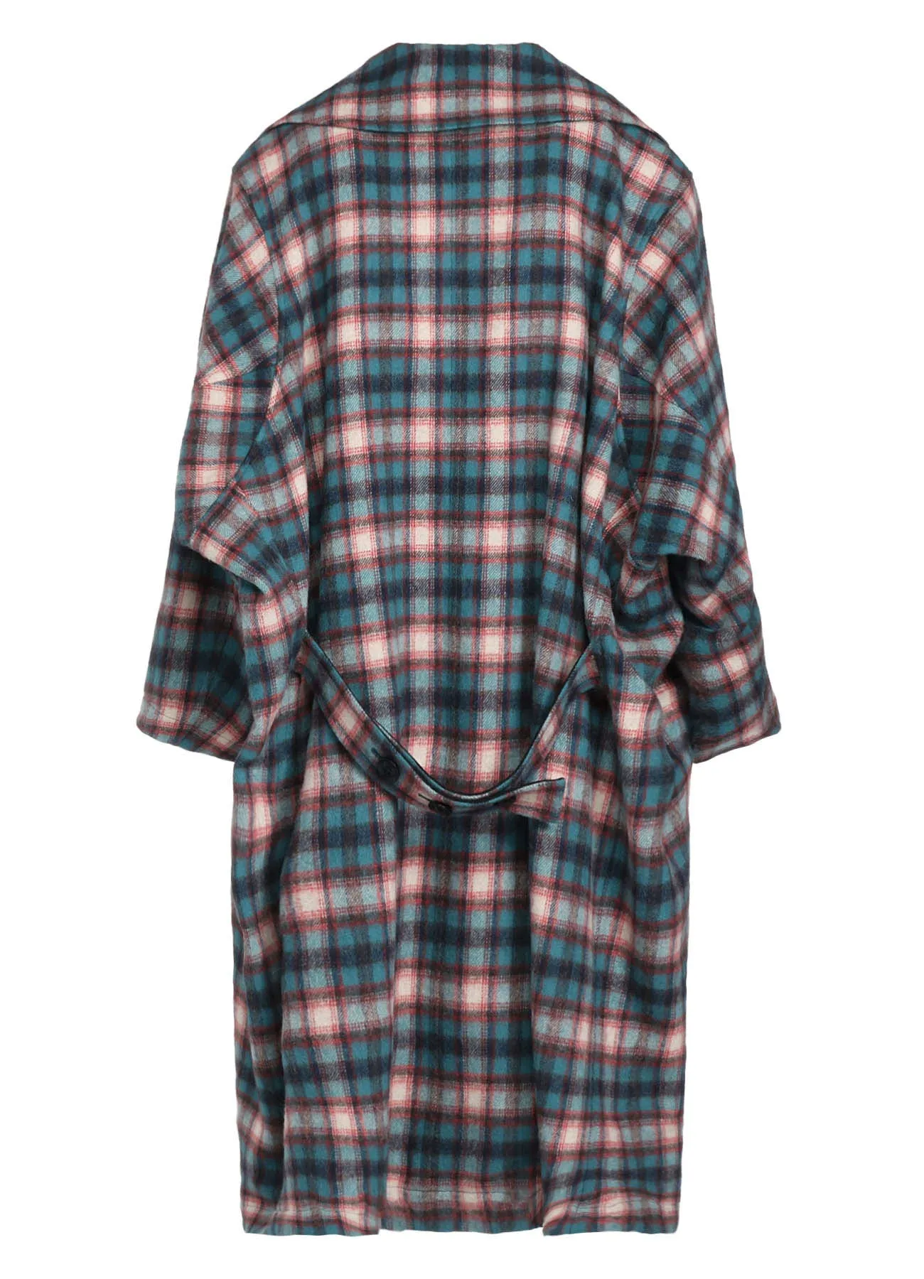 CHECKED SHAGGY WOOL TRUNCATED TRENCH COAT