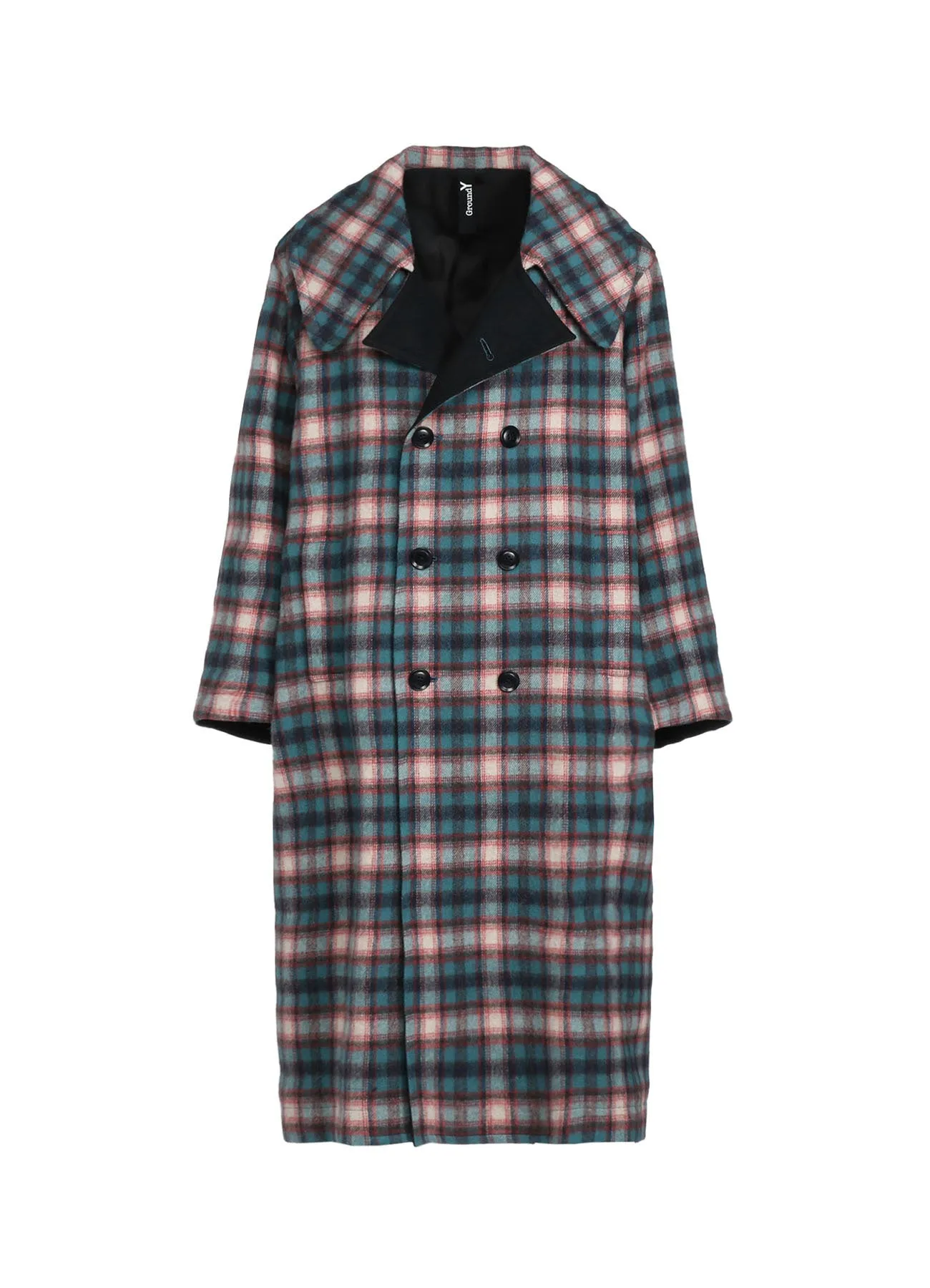 CHECKED SHAGGY WOOL TRUNCATED TRENCH COAT