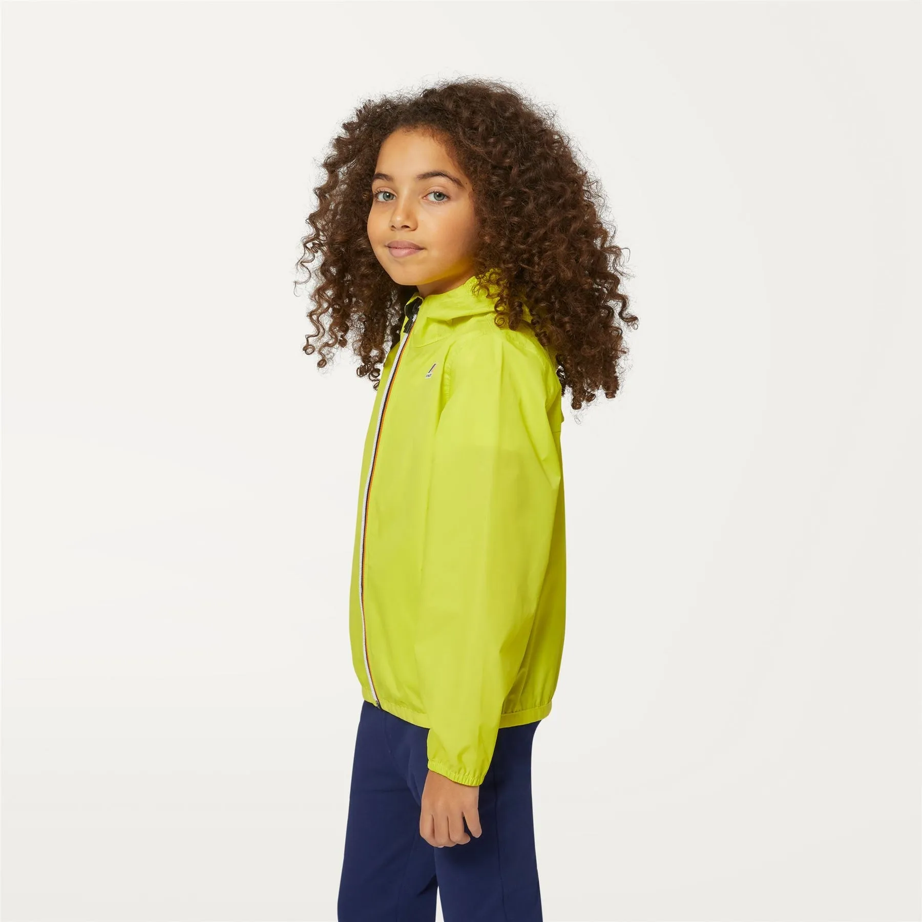 Claude - Kids Packable Full Zip Rain Jacket in Green Lime