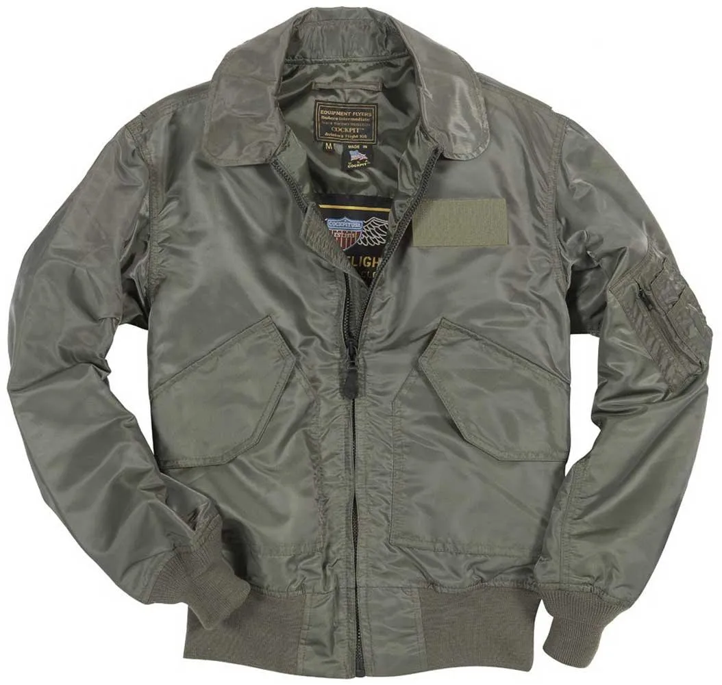 Cockpit USA Mens USN Fighter Weapons Nylon Flight Jacket - Sage