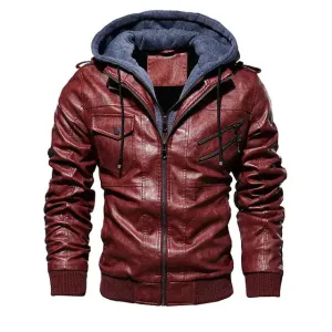 Comfortable Hooded PU Leather Jacket. Unisex