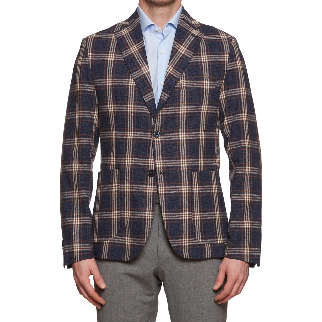 DAVID BROWN Blue Plaid Cotton-Linen Sport Coat Jacket NEW Slim fit