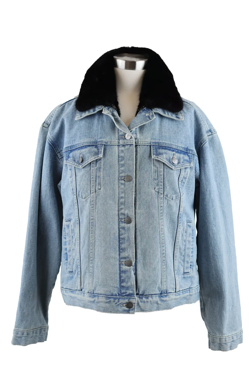 Denim Jacket W/ Removable Mink Lining