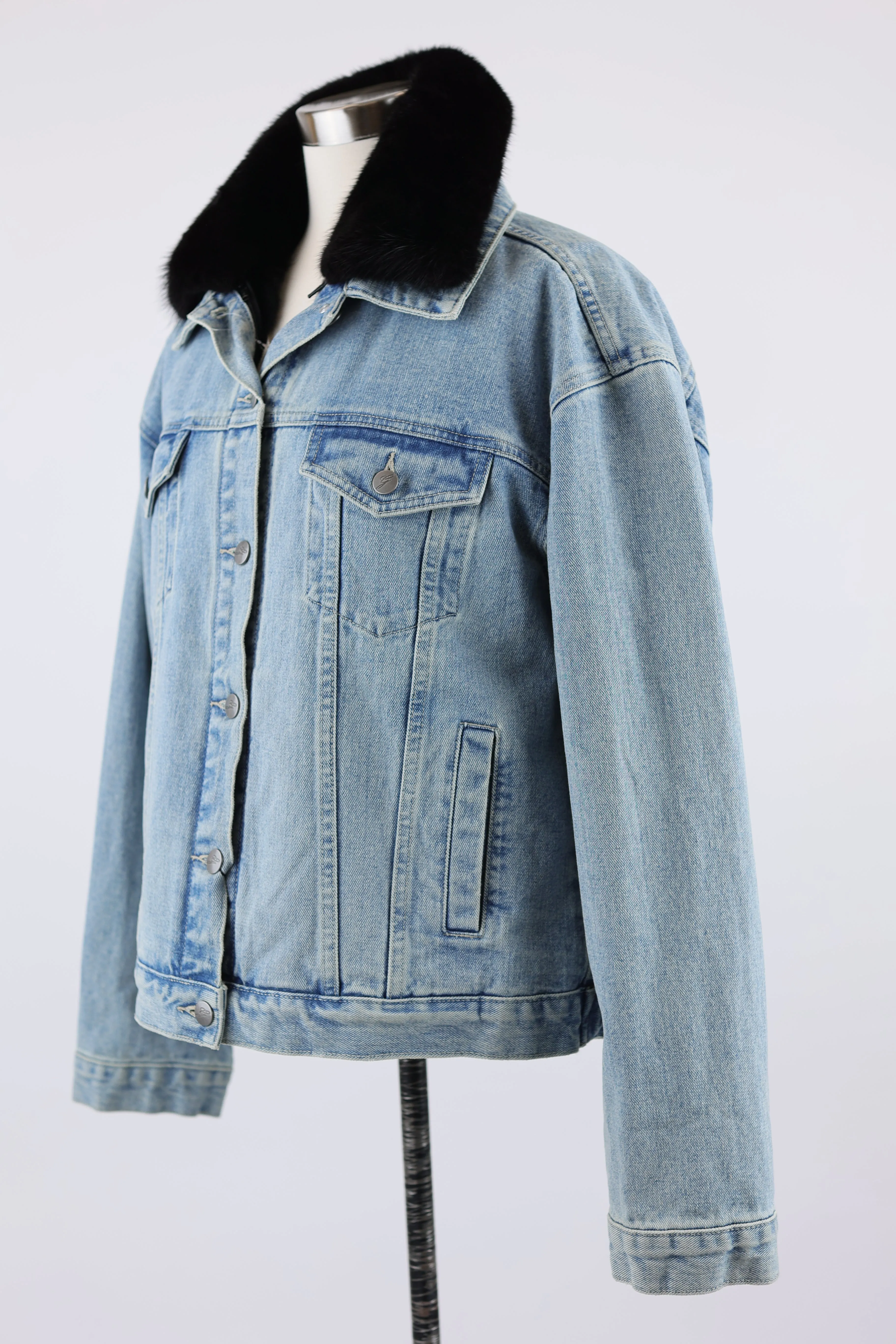 Denim Jacket W/ Removable Mink Lining