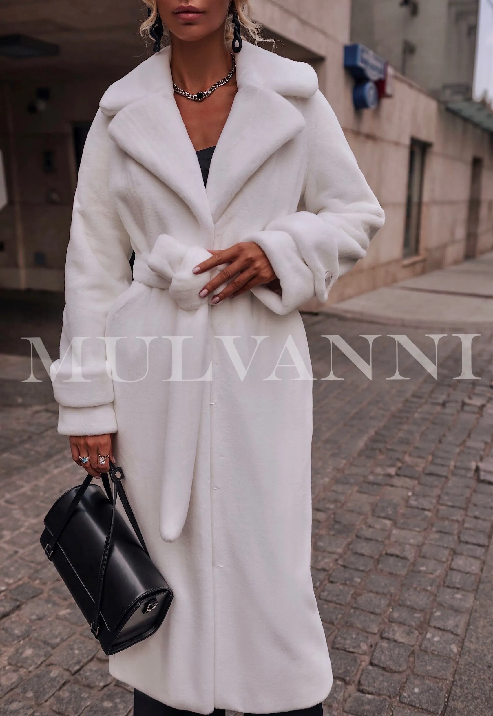 ELENE White Faux Fur Coat