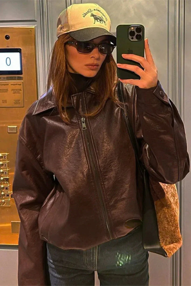 Fashionkova Ingrid Leather Retro Jacket