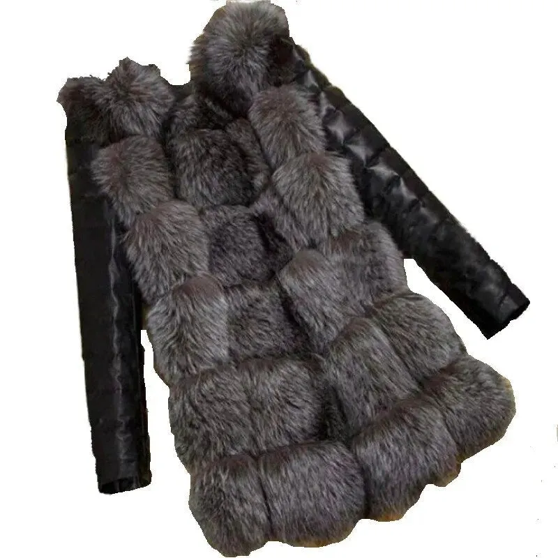 Faux Fur Coat Slim Leather Jacket Women's*