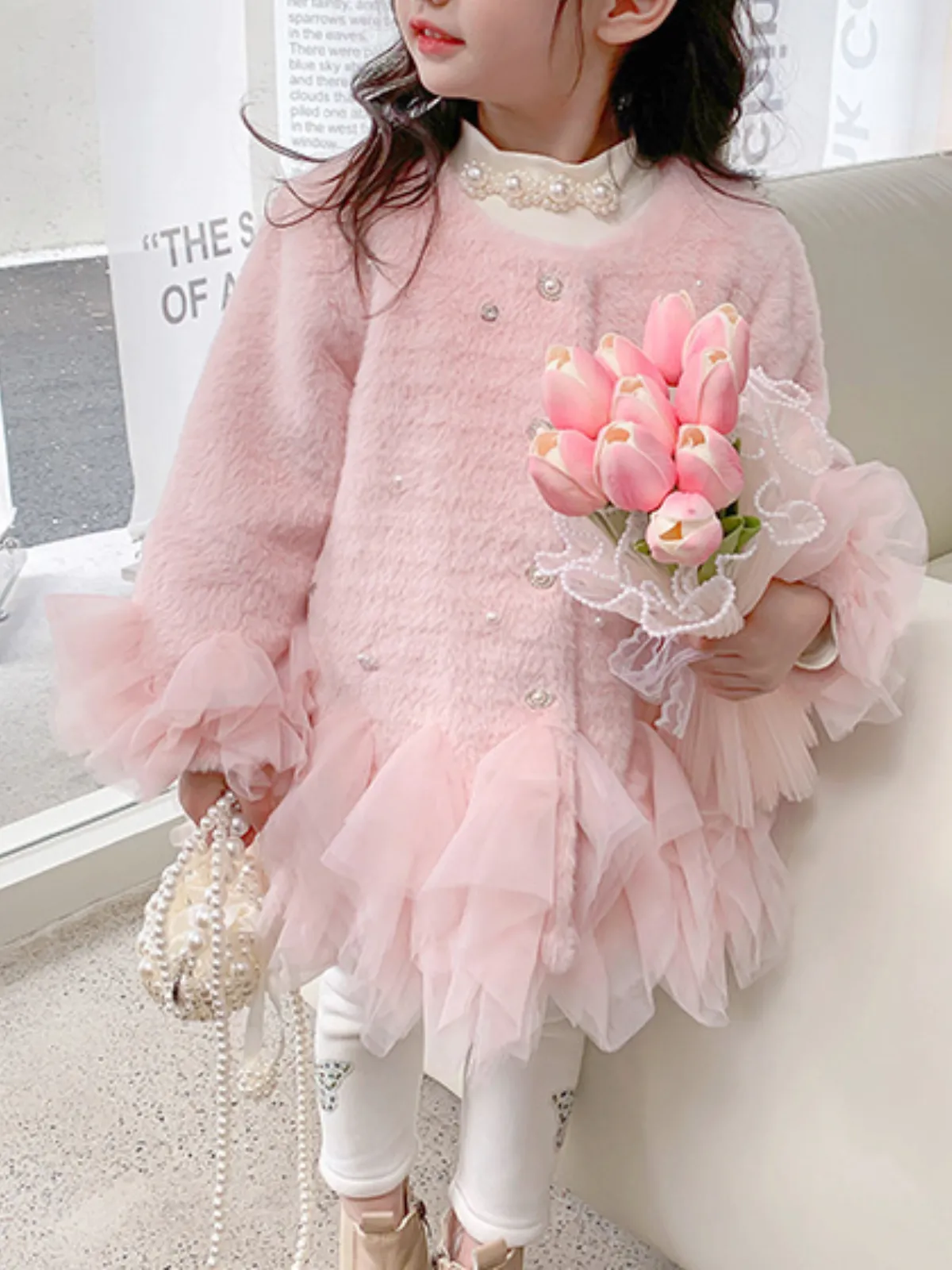 Frosty and Fabulous Tulle Hem Furry Jacket