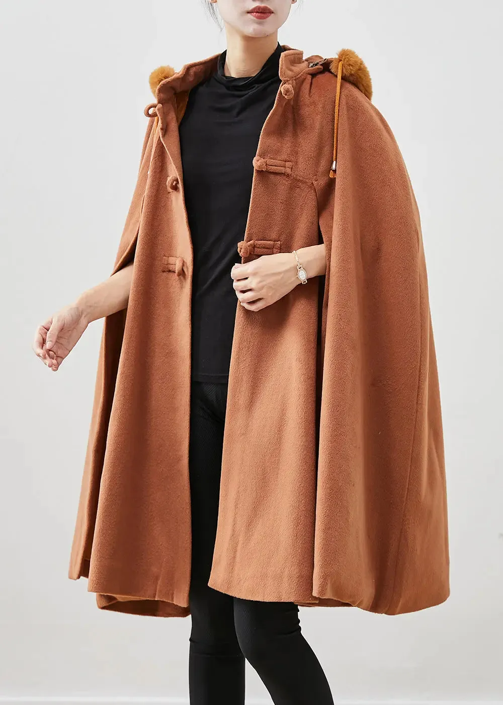 Fur Collar Warm Fleece Coat Cloak Sleeves