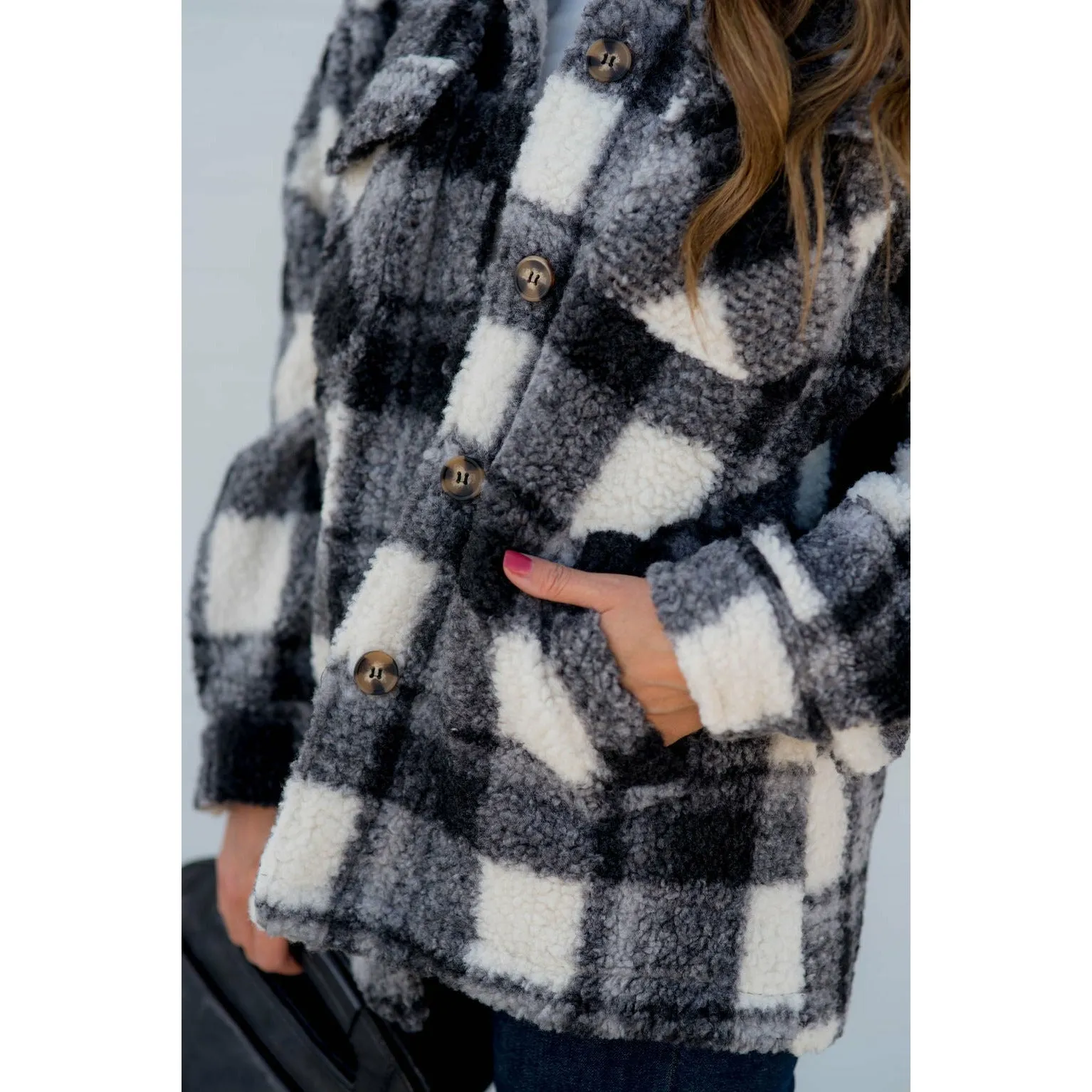 Fuzzy Plaid Jacket