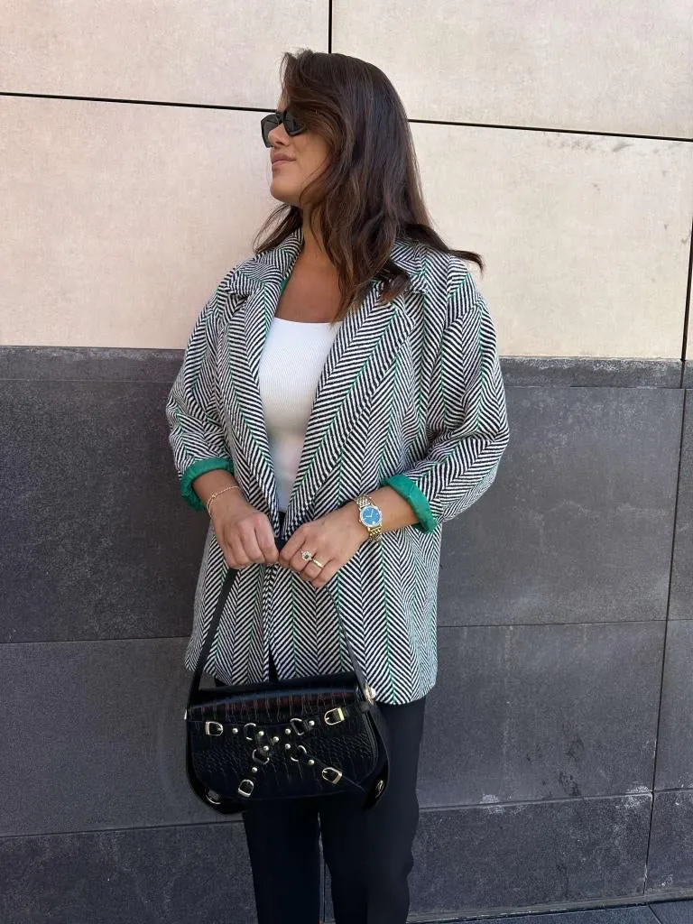 Green Herringbone Seasonal Coat