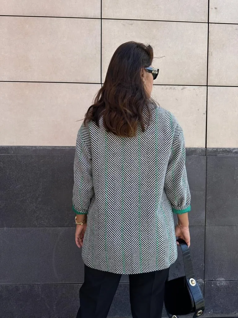 Green Herringbone Seasonal Coat