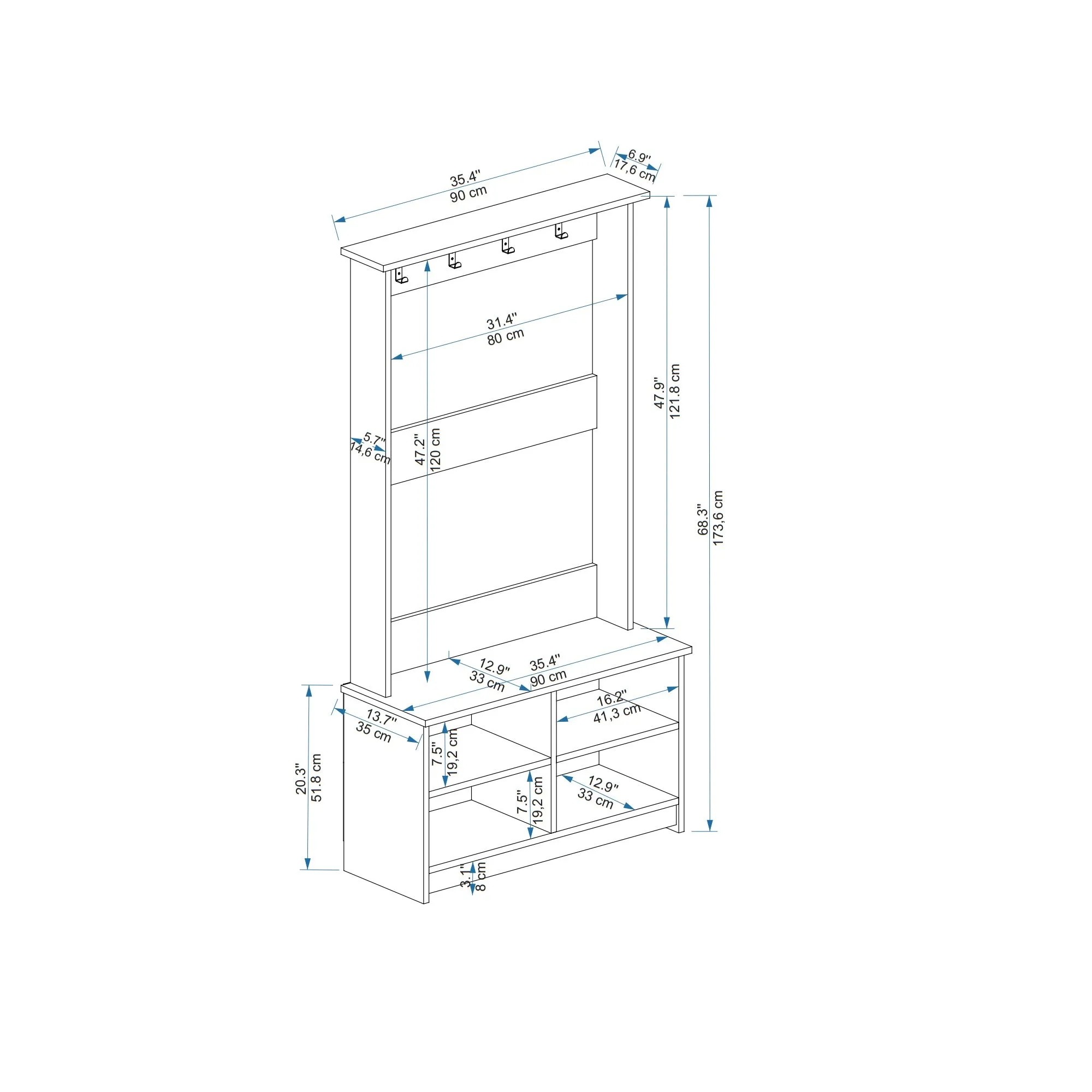 Hallway Coat Rack with Shelves Amelia