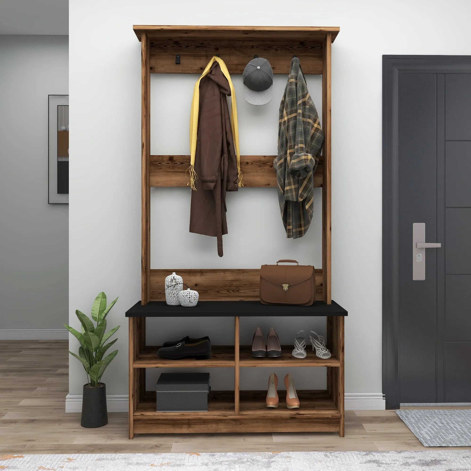 Hallway Coat Rack with Shelves Amelia