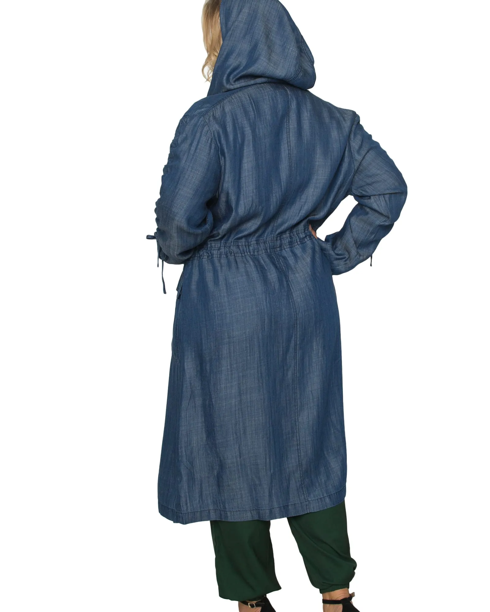 Harlow Hooded Long Anorak Jacket | Dark Indigo