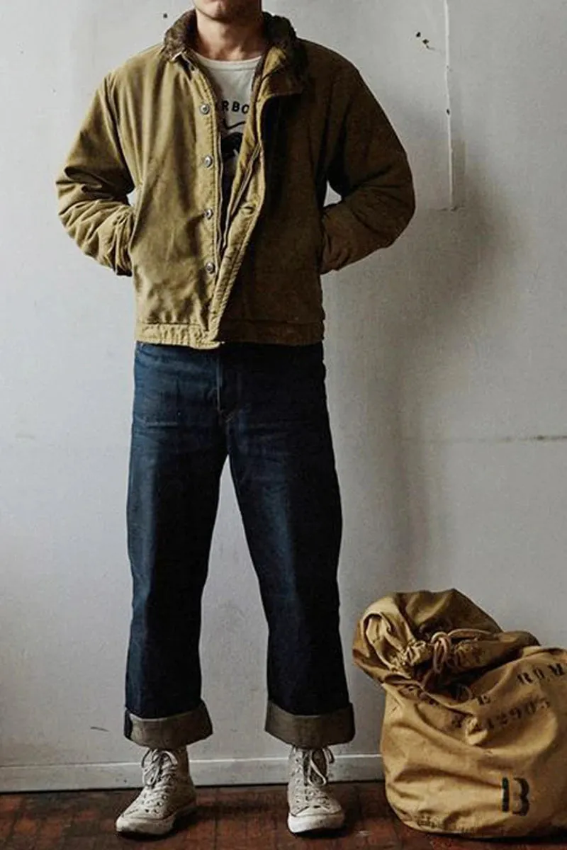 Khaki N-1 Deck Jacket Vintage Military Uniform for Men