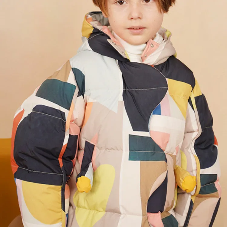 Kids Thick Mid-length Colorful Down Coat