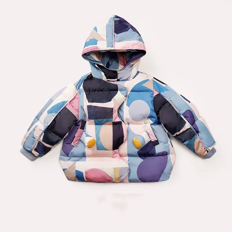 Kids Thick Mid-length Colorful Down Coat