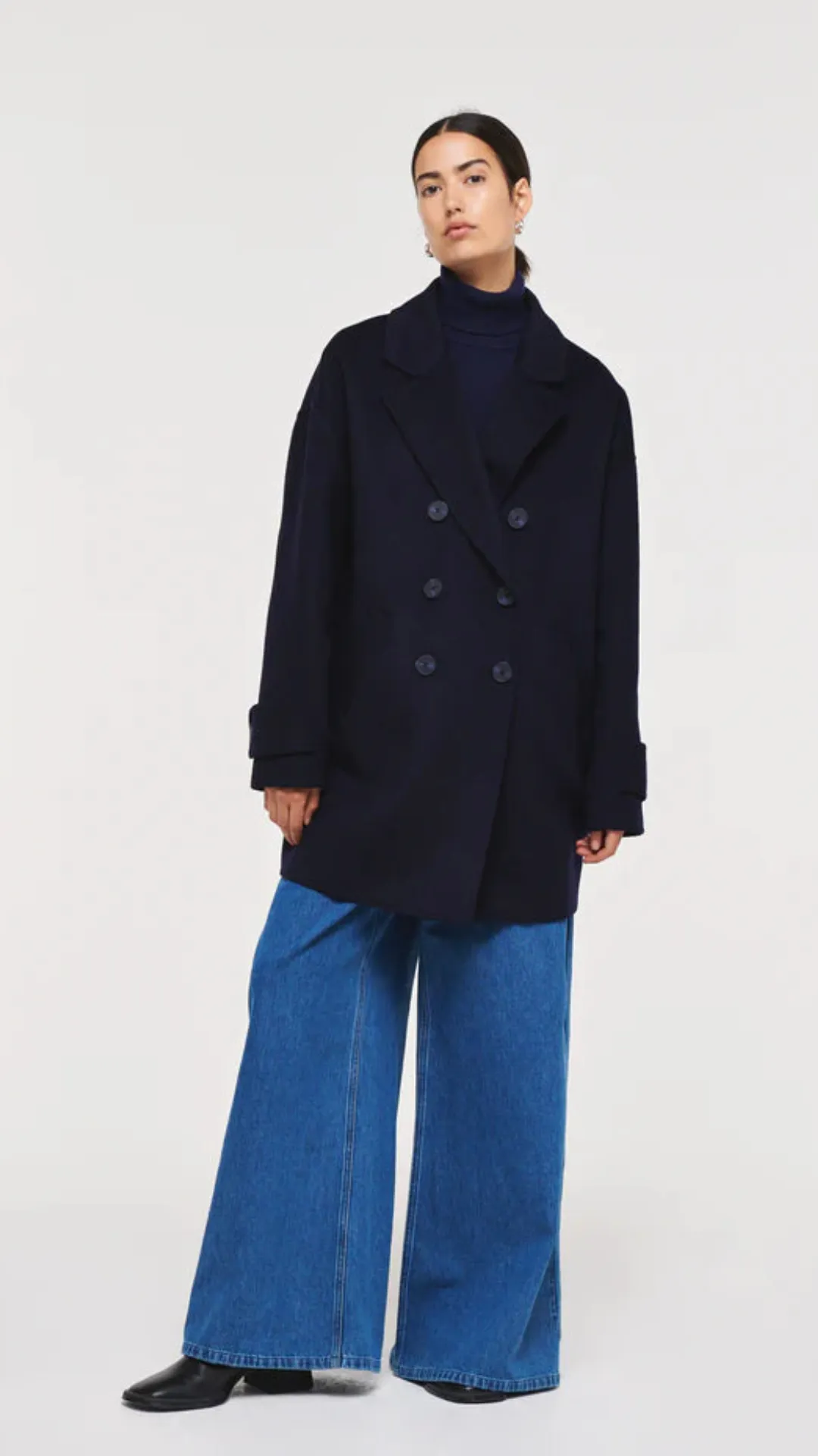 Kinny Double Faced Wool Coat Navy by Aligne