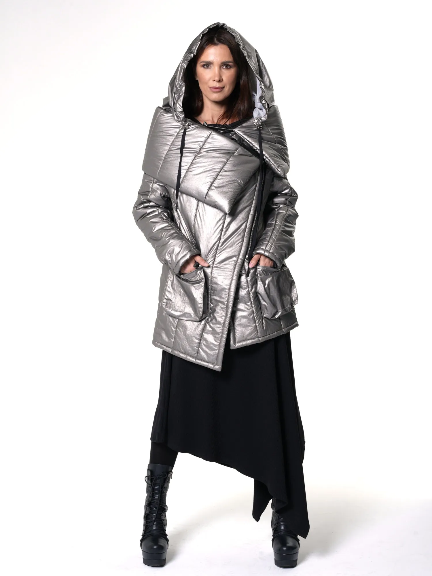 Large Collar Silver Puffer Jacket