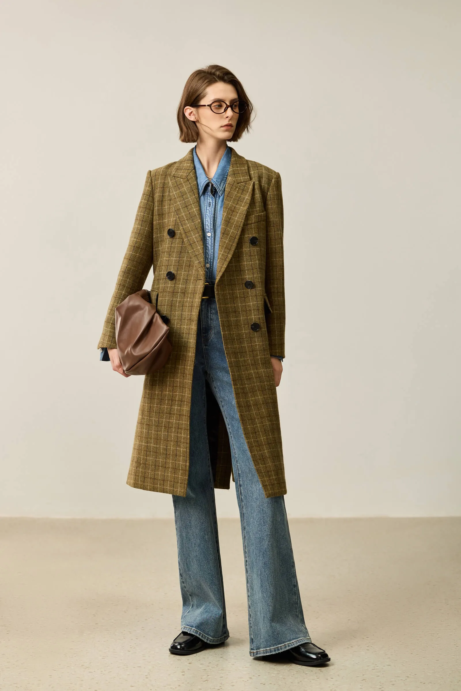 LILY Vintage Plaid Wool Coat