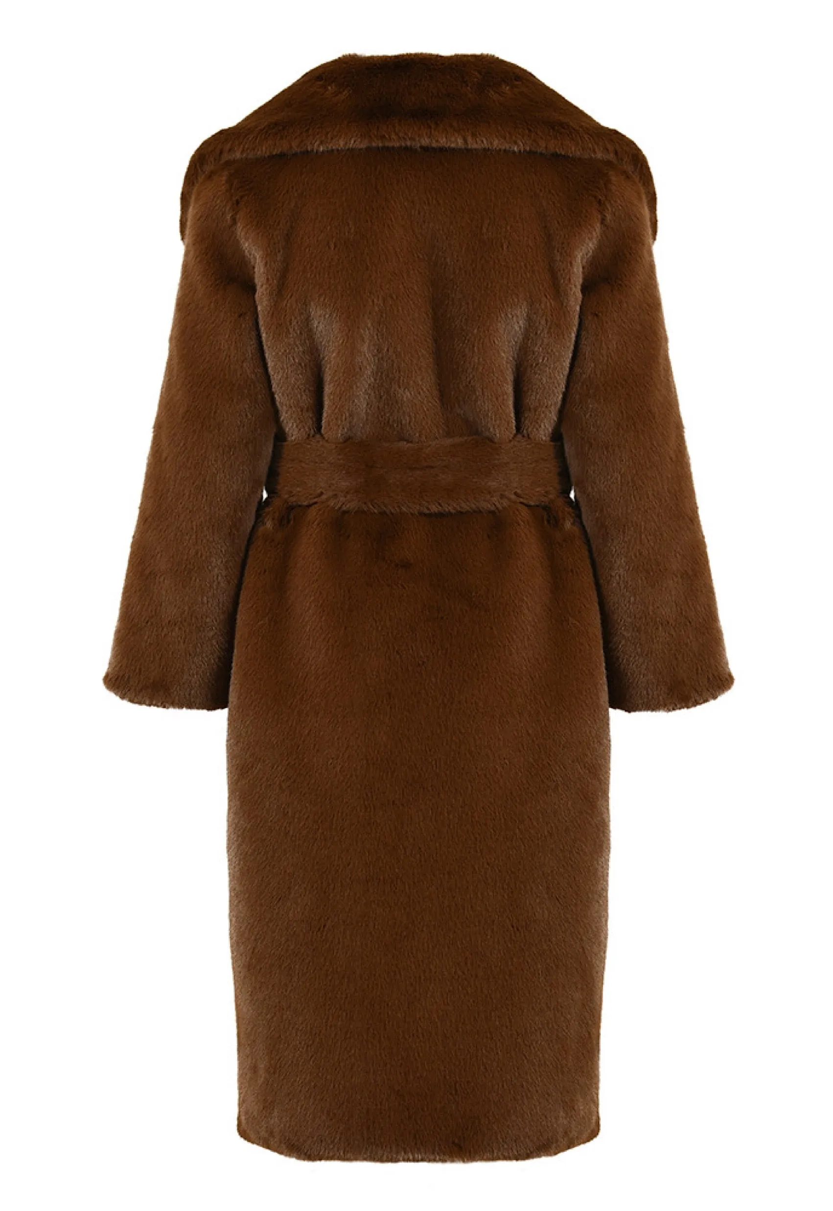 Luxury Brown Faux Mink Fur Coat