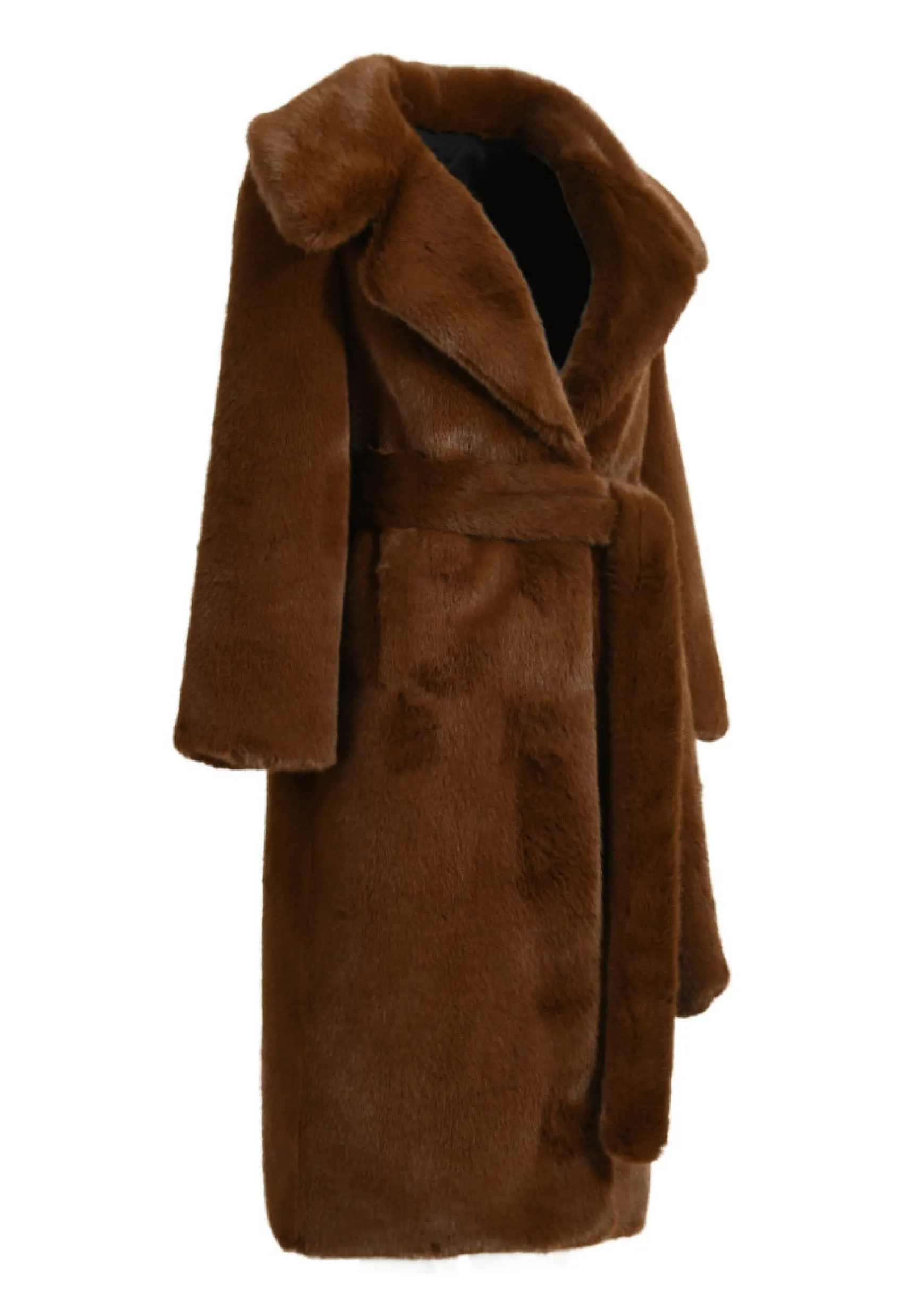 Luxury Brown Faux Mink Fur Coat