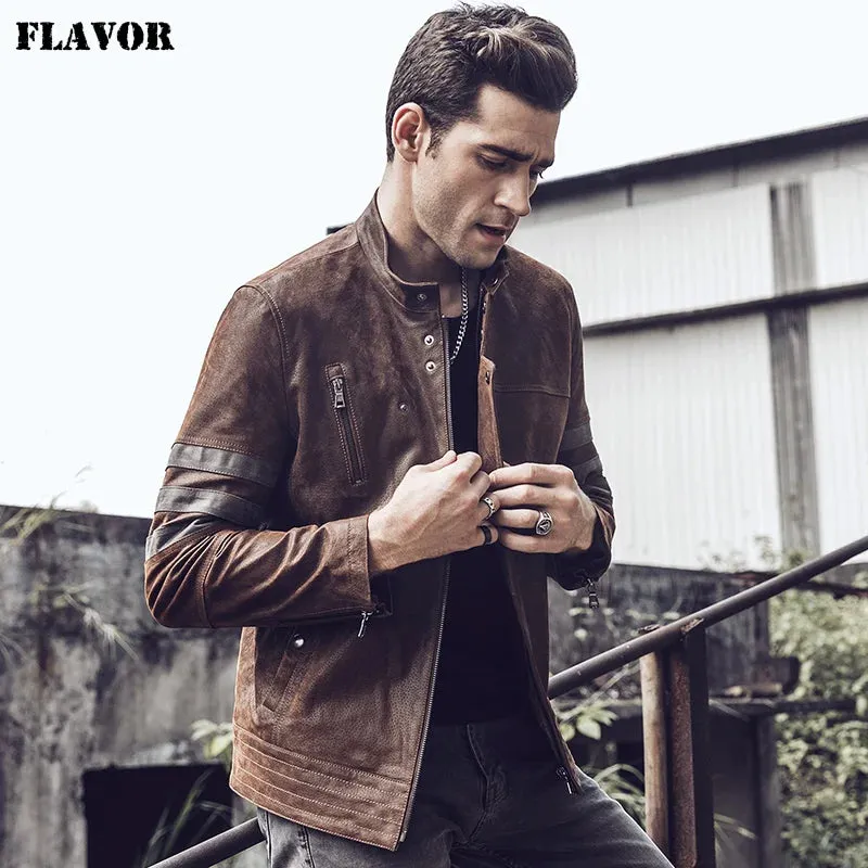 Men's Genuine Leather Motorcycle Coat