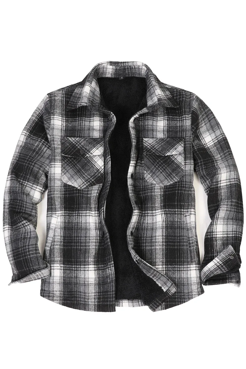 Men's Sherpa Lined Thick Flannel Shirt Jacket,Snap Plaid Flannel Jac