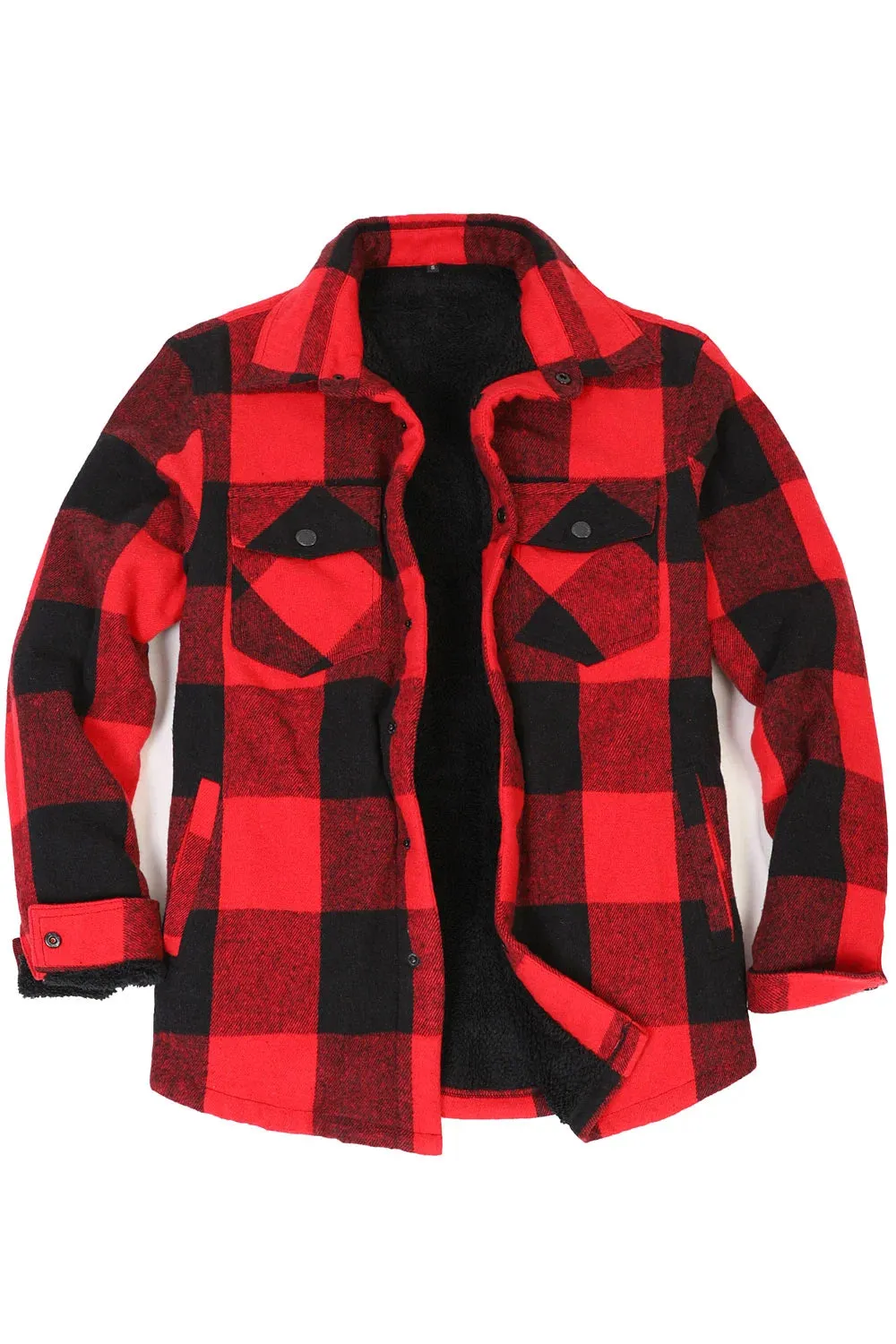 Men's Sherpa Lined Thick Flannel Shirt Jacket,Snap Plaid Flannel Jac