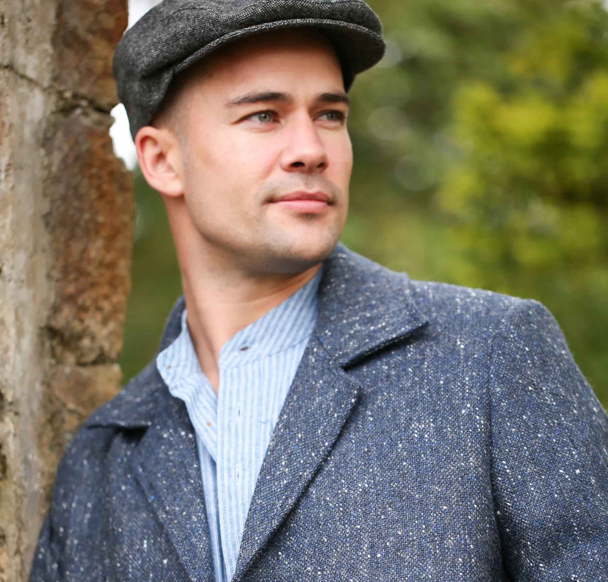 Navy Fleck Cillian Donegal Tweed Coat