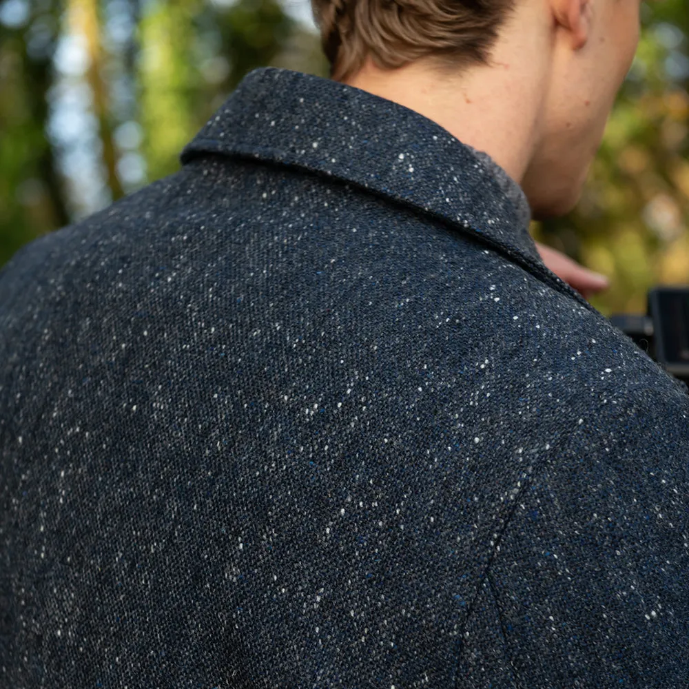 Navy Fleck Cillian Donegal Tweed Coat