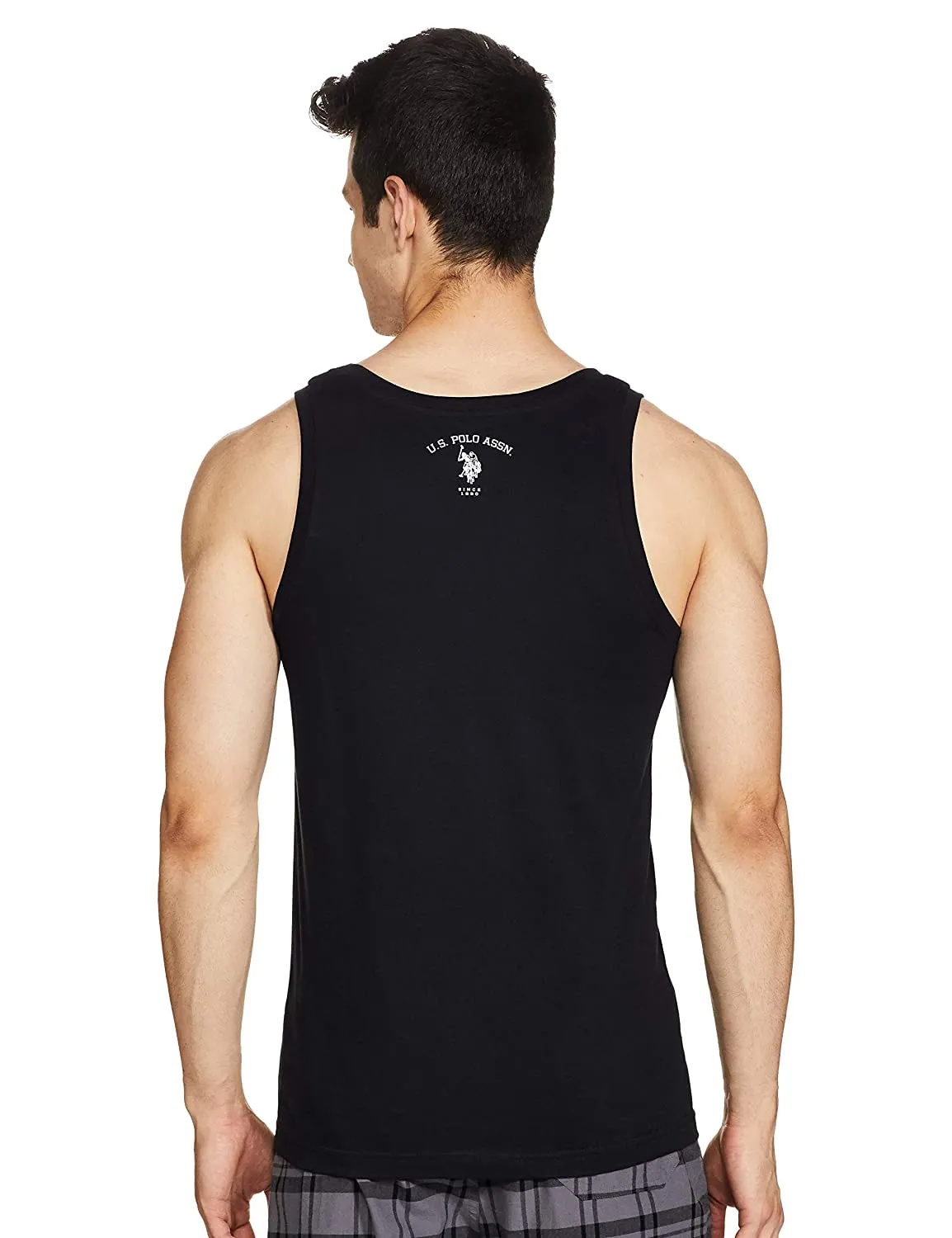 US Polo Branded Men's Printed Black Cotton Sleeveless Vest