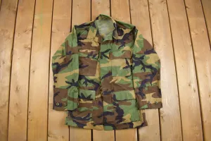 Vintage 1990s Military Camo Button Up Jacket