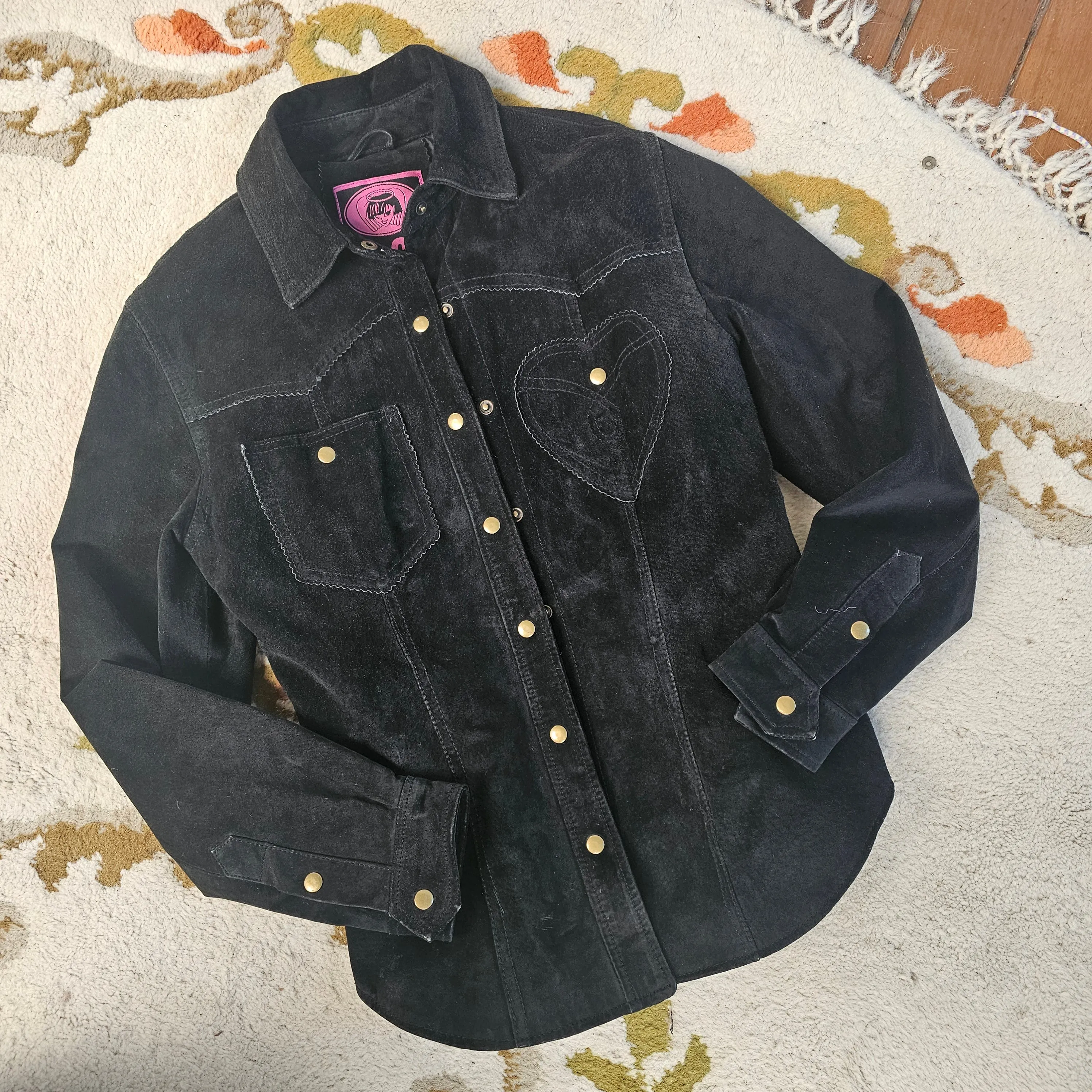 Vintage Suede Leather Jacket shirt size S