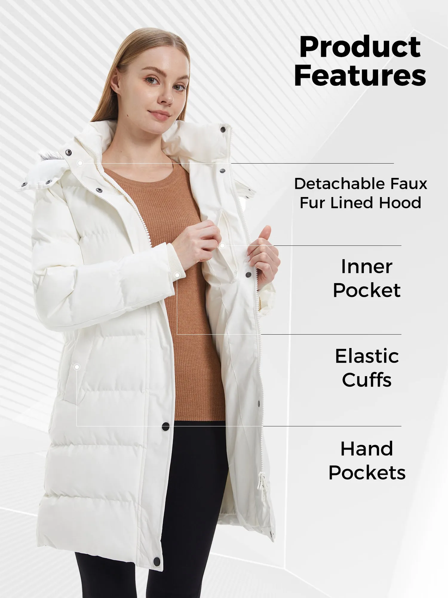 Wantdo Women's Long Puffer Jacket Quilted Winter Coat Thicken Hooded Parka Jacket