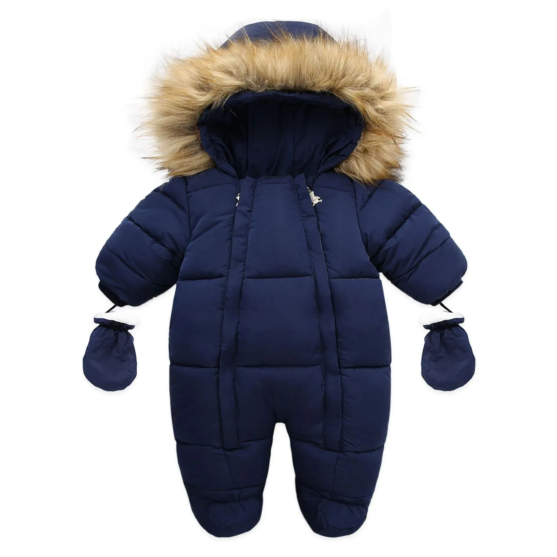 Winter Baby Jumpsuit Thick Warm Infant Hooded Inside Fleece Rompers Newborn Boy Girl Overalls Outerwear Kids Snowsuit