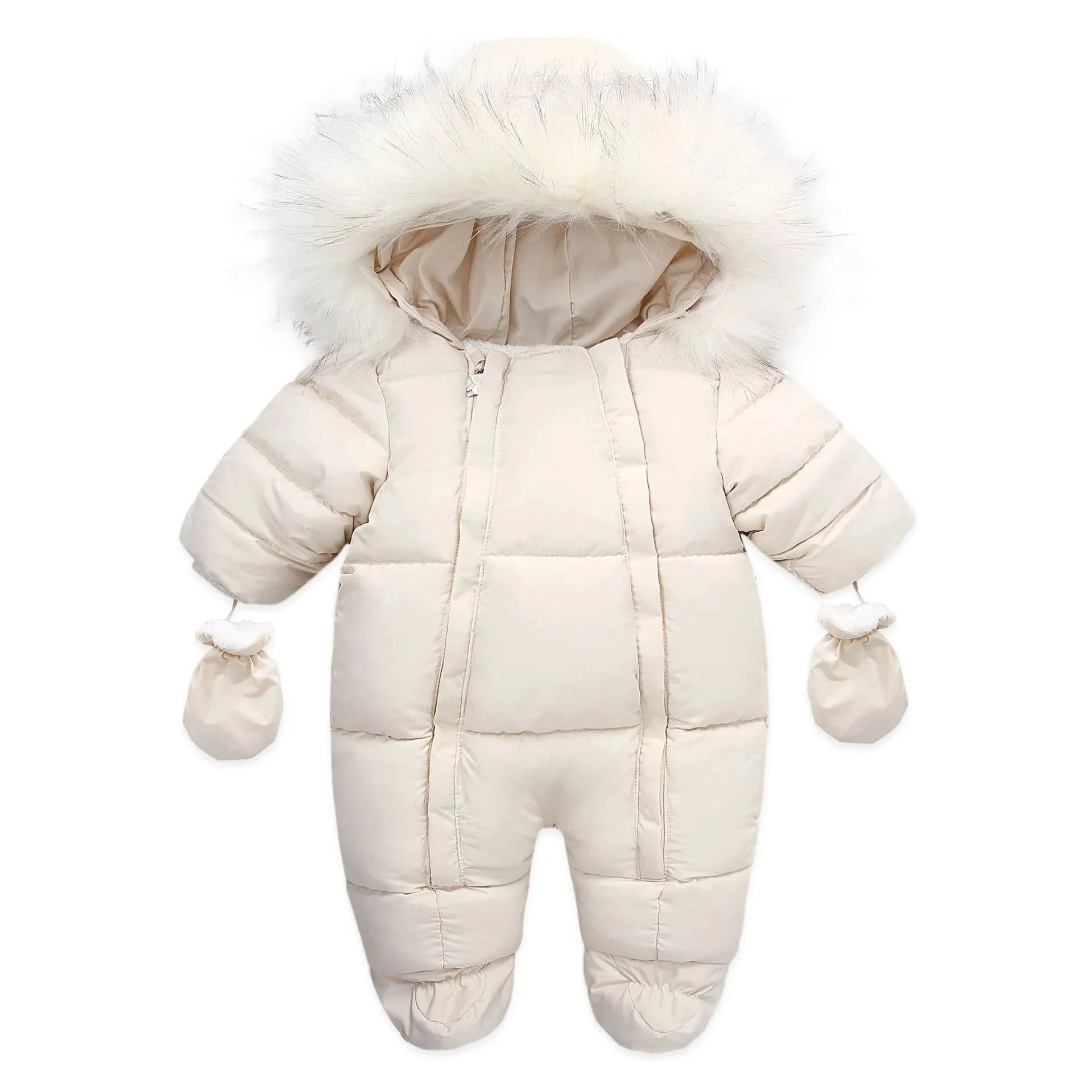 Winter Baby Jumpsuit Thick Warm Infant Hooded Inside Fleece Rompers Newborn Boy Girl Overalls Outerwear Kids Snowsuit