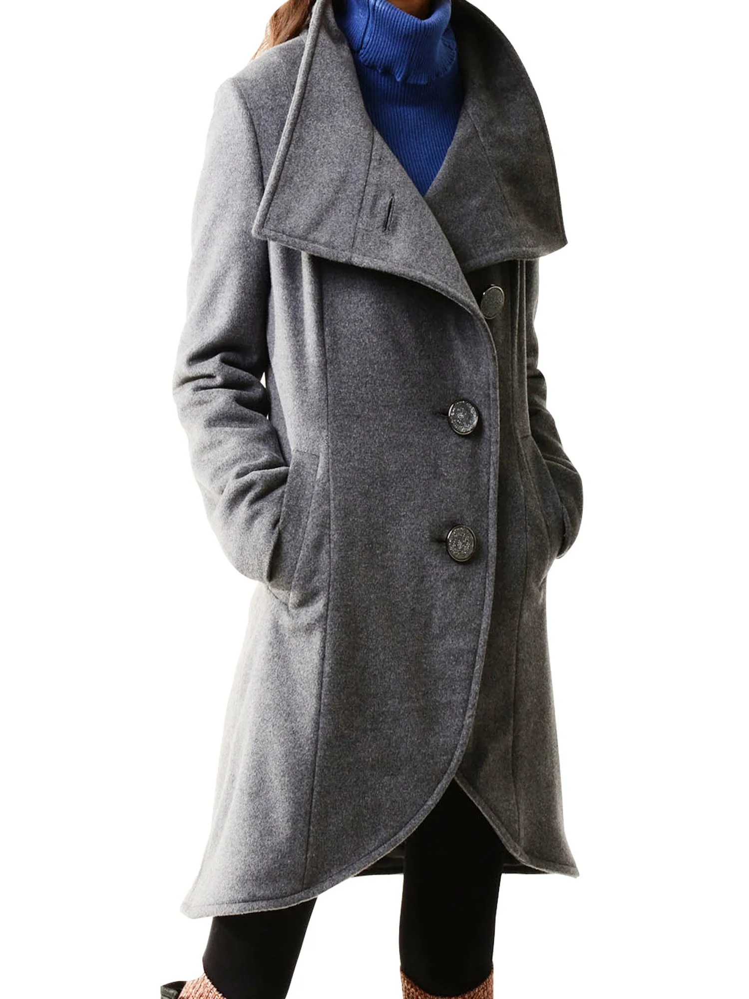 Winter coat/Asymmetrical Overcoat/ Button Down Jacket/Women's Wool Cashmere Coat/Plus Size Jacket/Casual Customized Jacket/oversized Coat(Y1225)