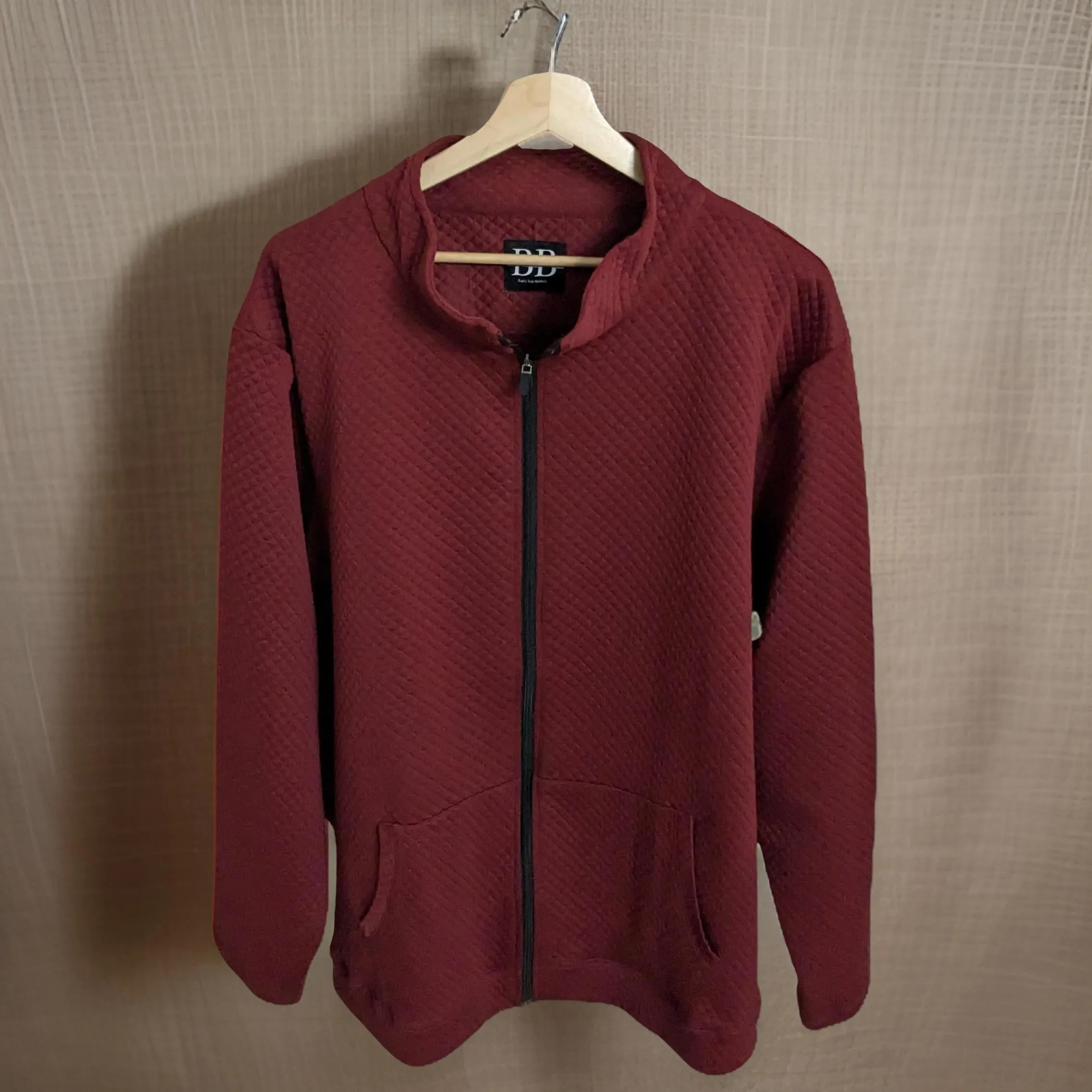 Winter Maroon Diamond Pattern Jacket